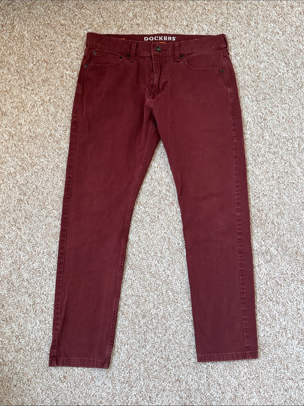 Dockers Men's Burgundy Slim Fit Jean Cut Pants 33x28